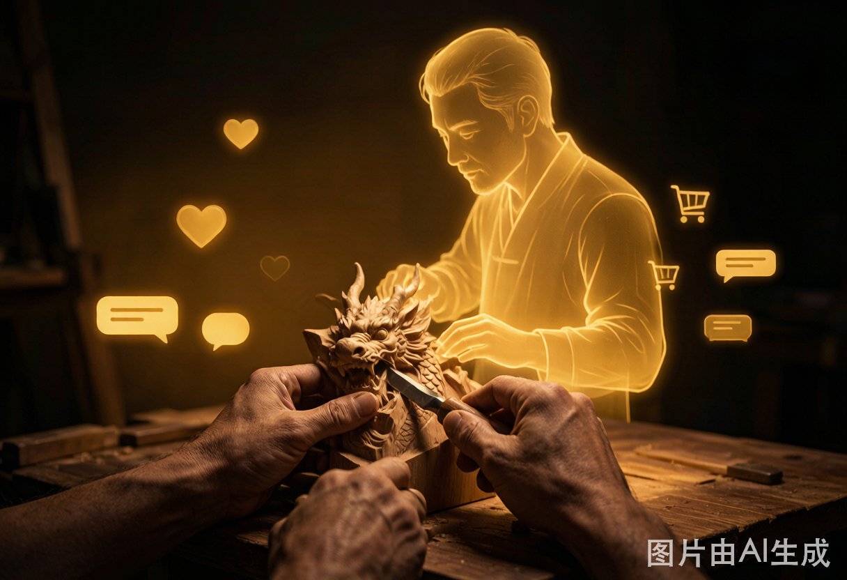木雕大师数字人直播
